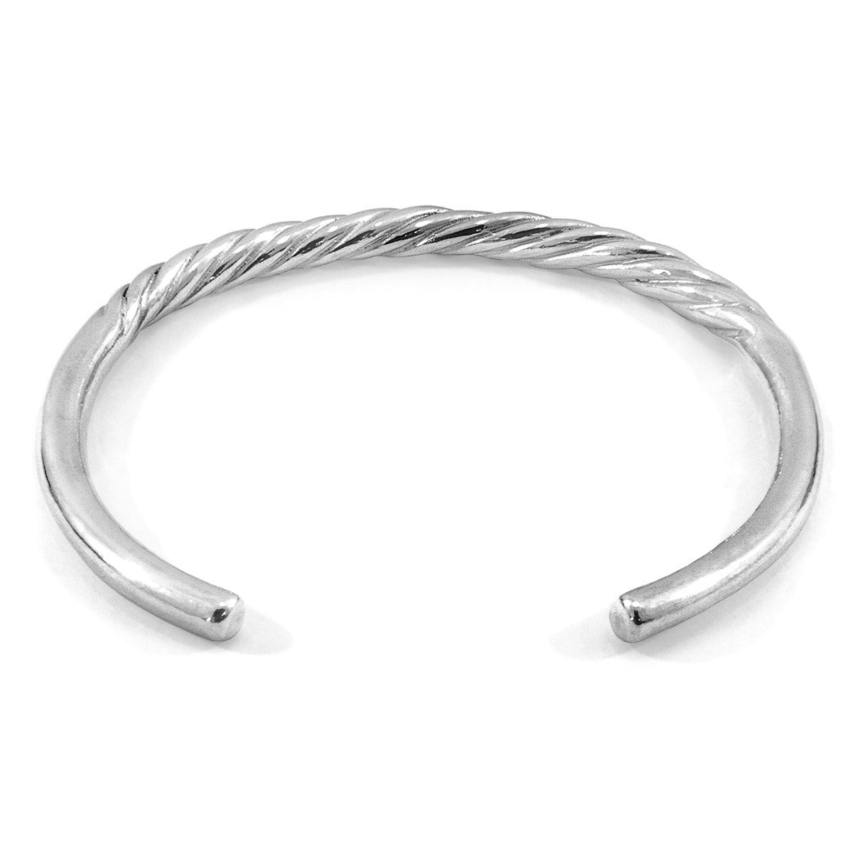 Silver twisted bangle on a white background