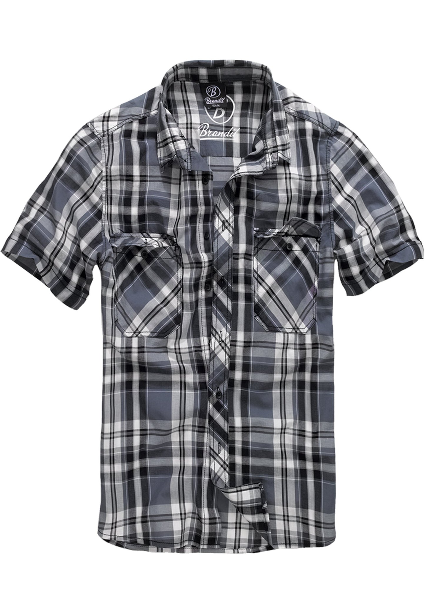 Plaid shirt with short sleeves on a white background
