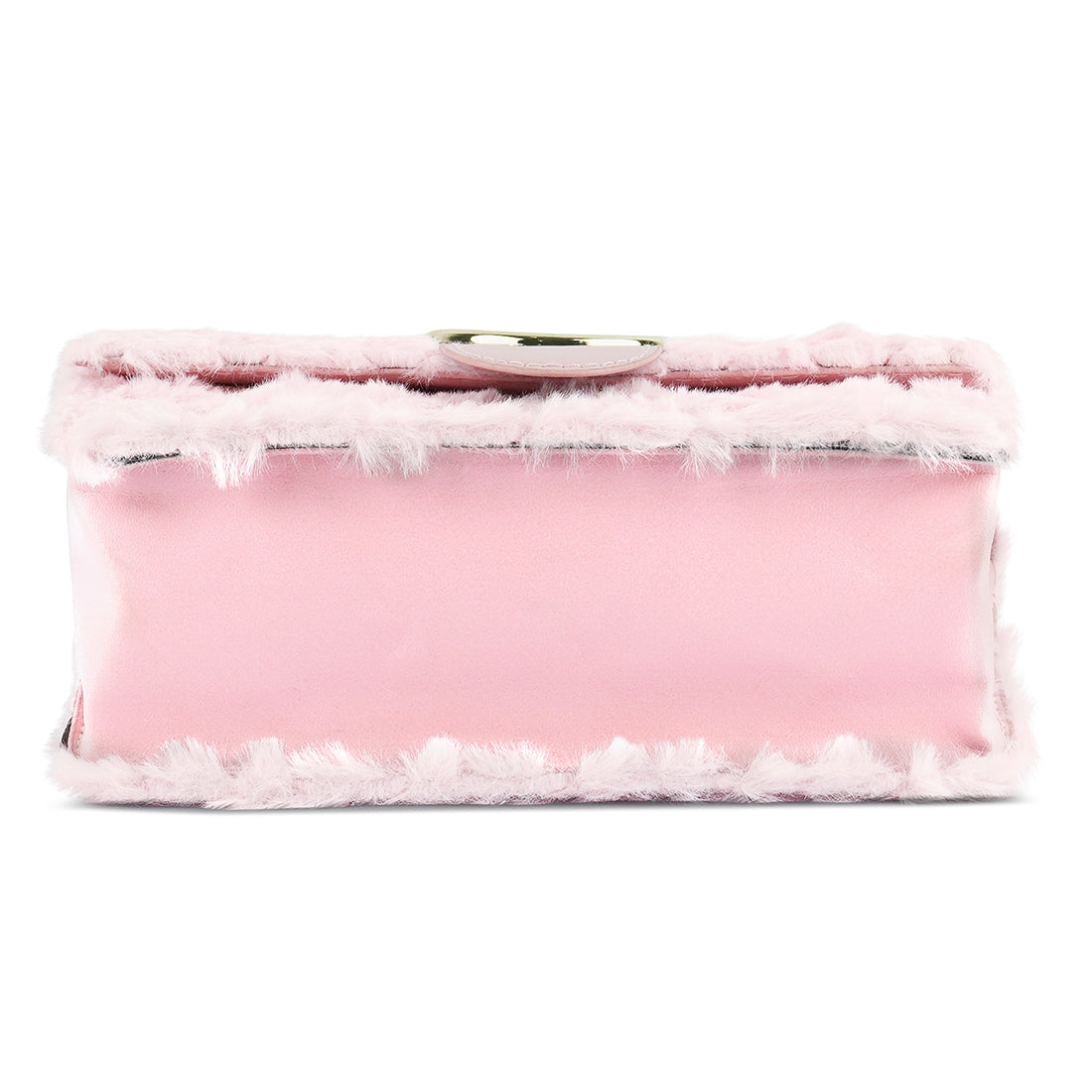 Pink fluffy product on a white background