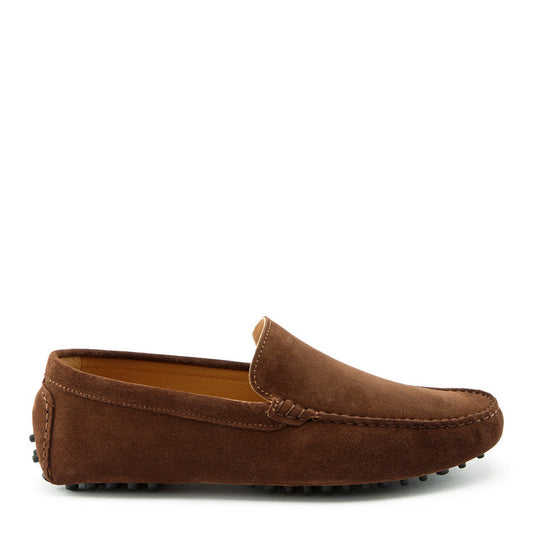 Brown Suede Driving Loafers - Italian Leather