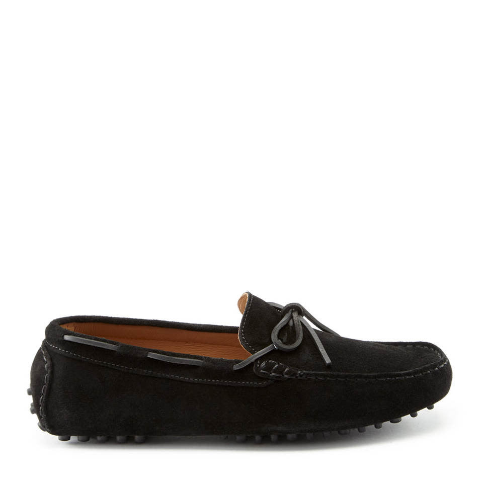 Men's Black Suede Laced Driving Loafers