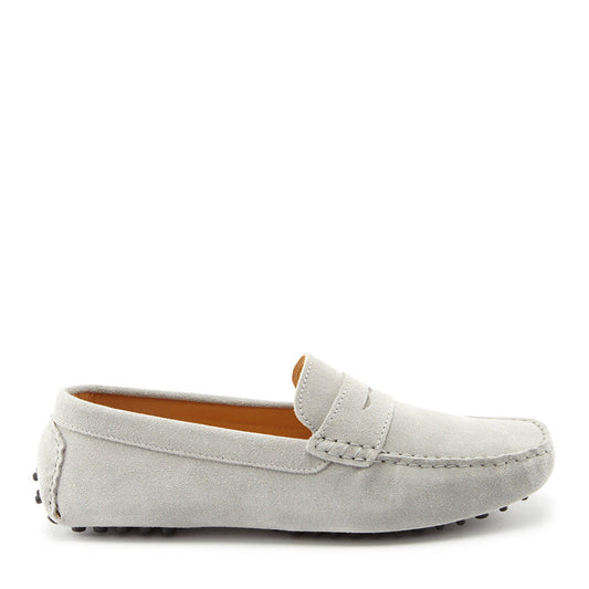 Light gray loafer shoe on a white background
