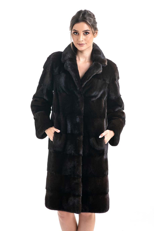 Dark Brown Mink Fur Coat - Mahogany Luxury