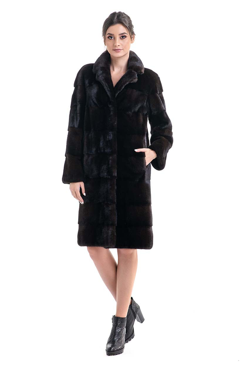 Dark Brown Mink Fur Coat - Mahogany Luxury