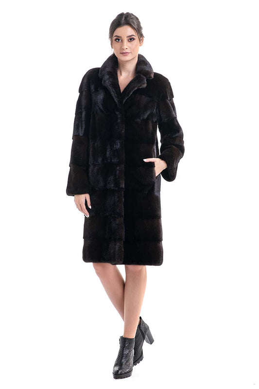 Dark Brown Mink Fur Coat - Mahogany Luxury