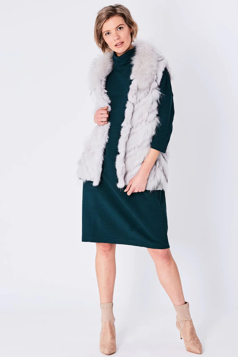 Grey Fox & Coney Fur Gilet - Luxury Sleeveless