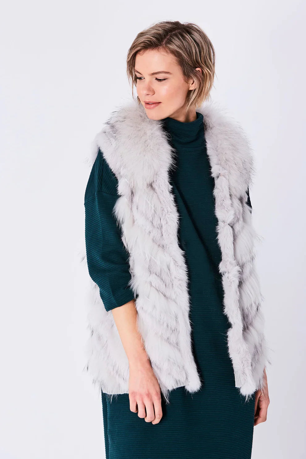 Grey Fox & Coney Fur Gilet - Luxury Sleeveless