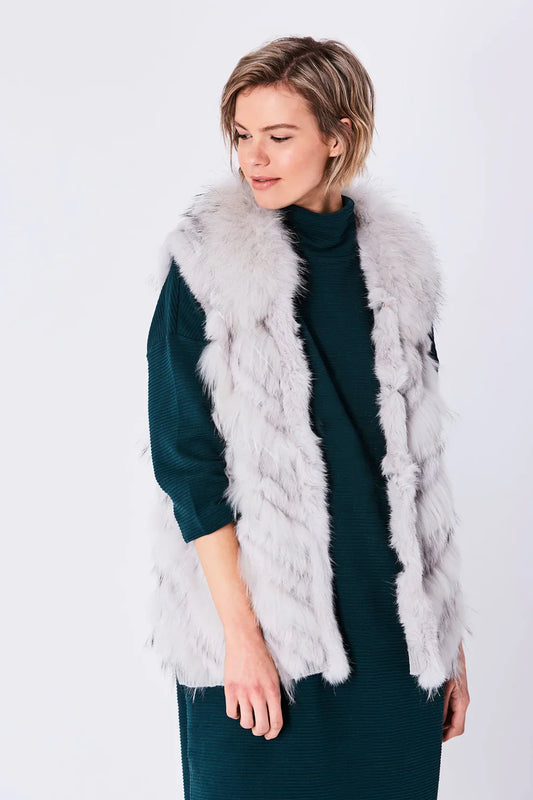 Grey Fox & Coney Fur Gilet - Luxury Sleeveless