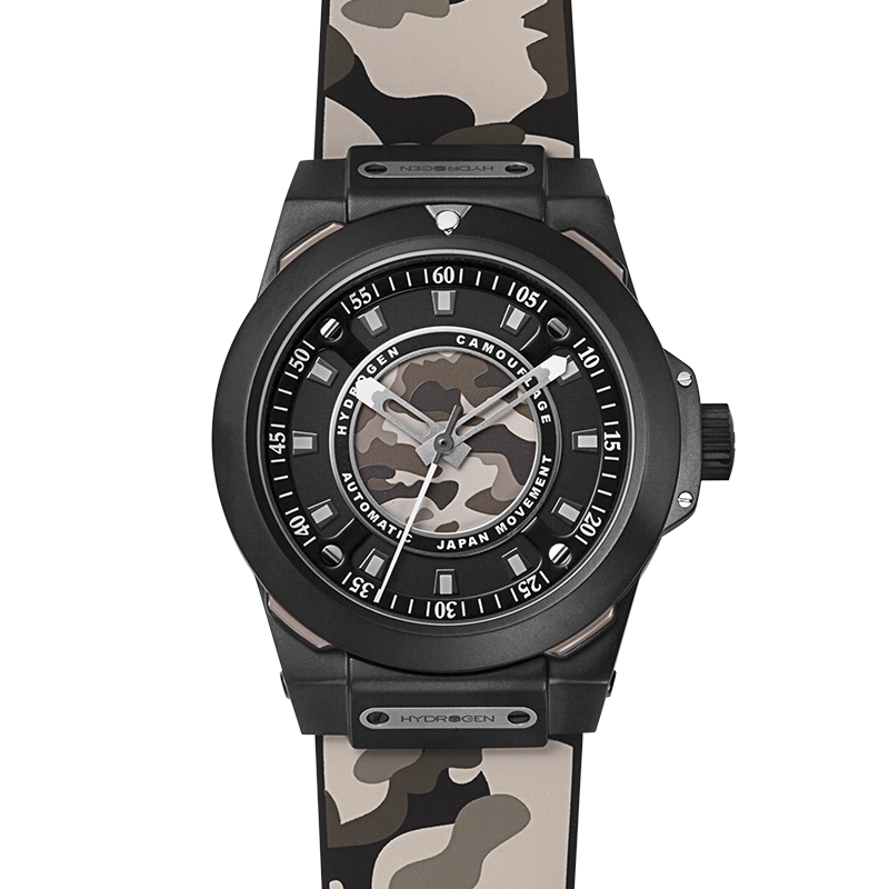 Watch with camouflage pattern on a white background