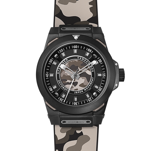 Watch with camouflage pattern on a white background
