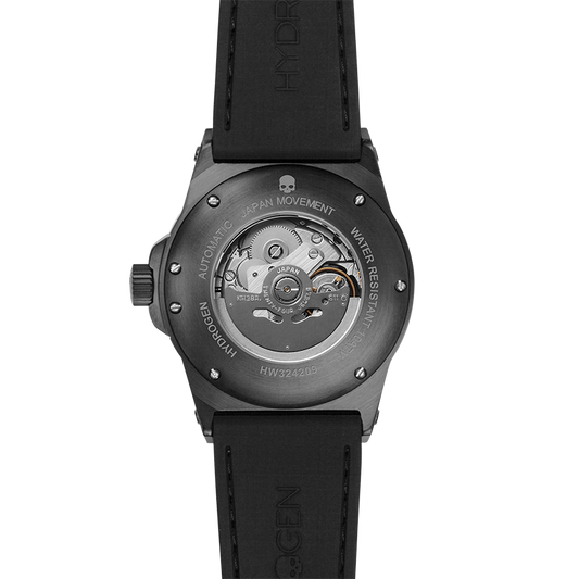 Black watch with visible brand name on a white background