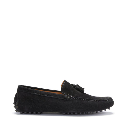 Black loafer shoe on a white background