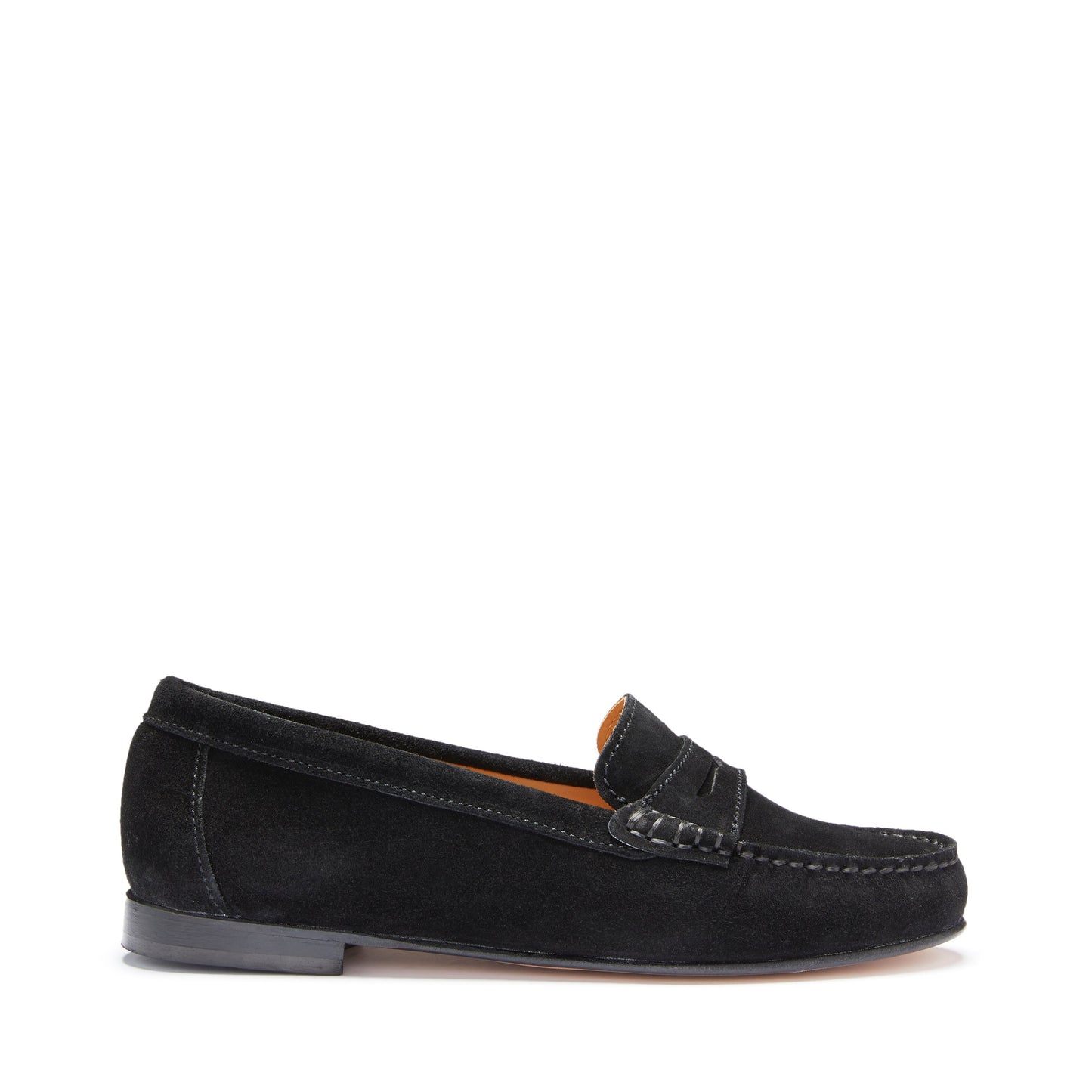 Women's Black Suede Leather Sole Penny Loafers