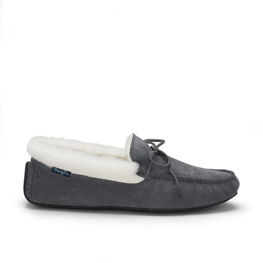 Men's Slate Grey Suede Sheepskin Slippers