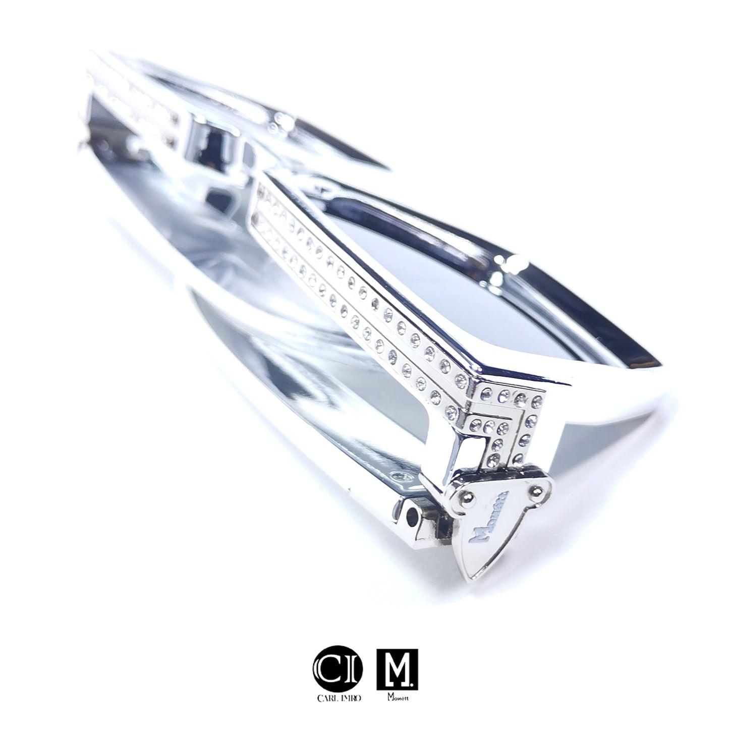 Silver ring with gemstones on a white background