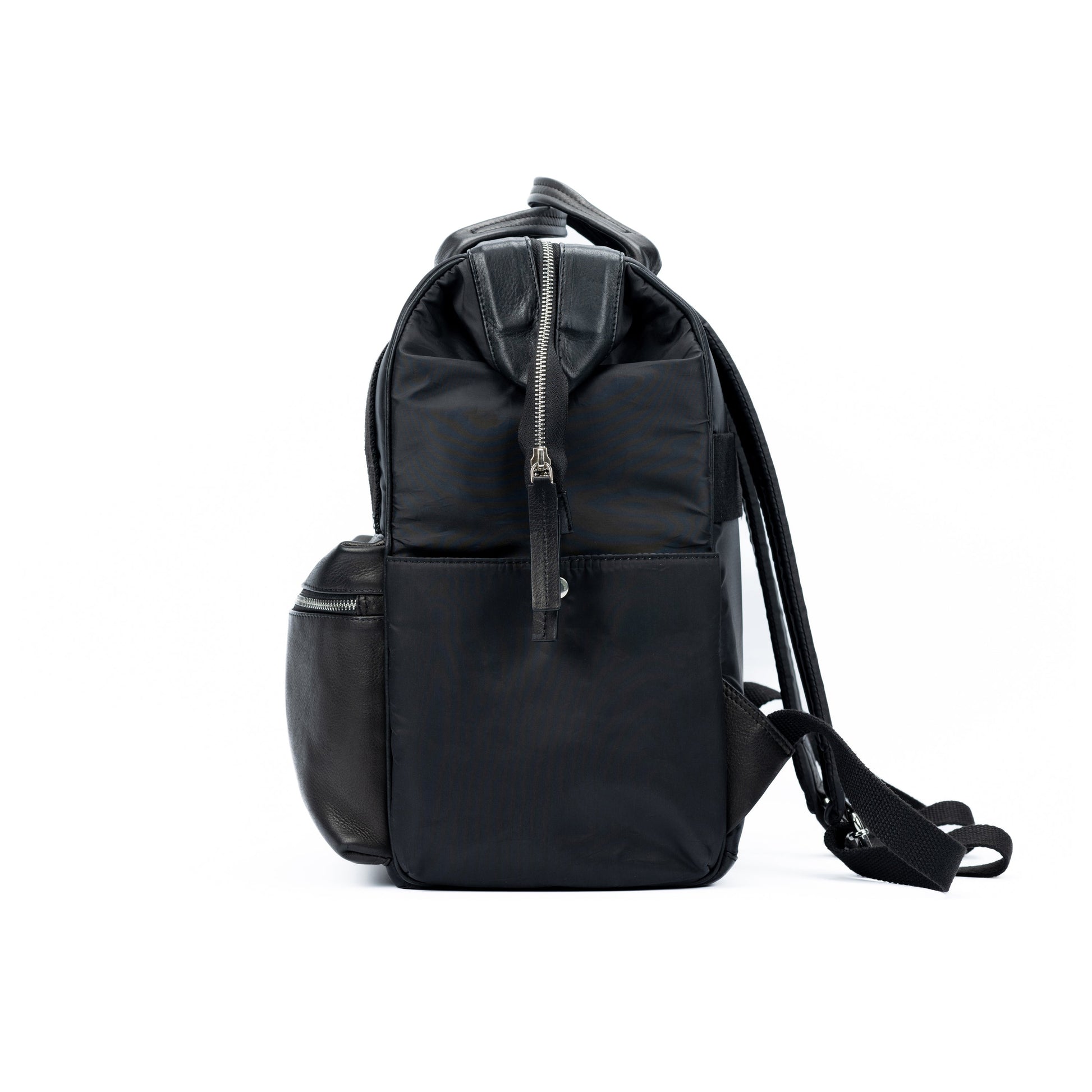 Black backpack on a white background