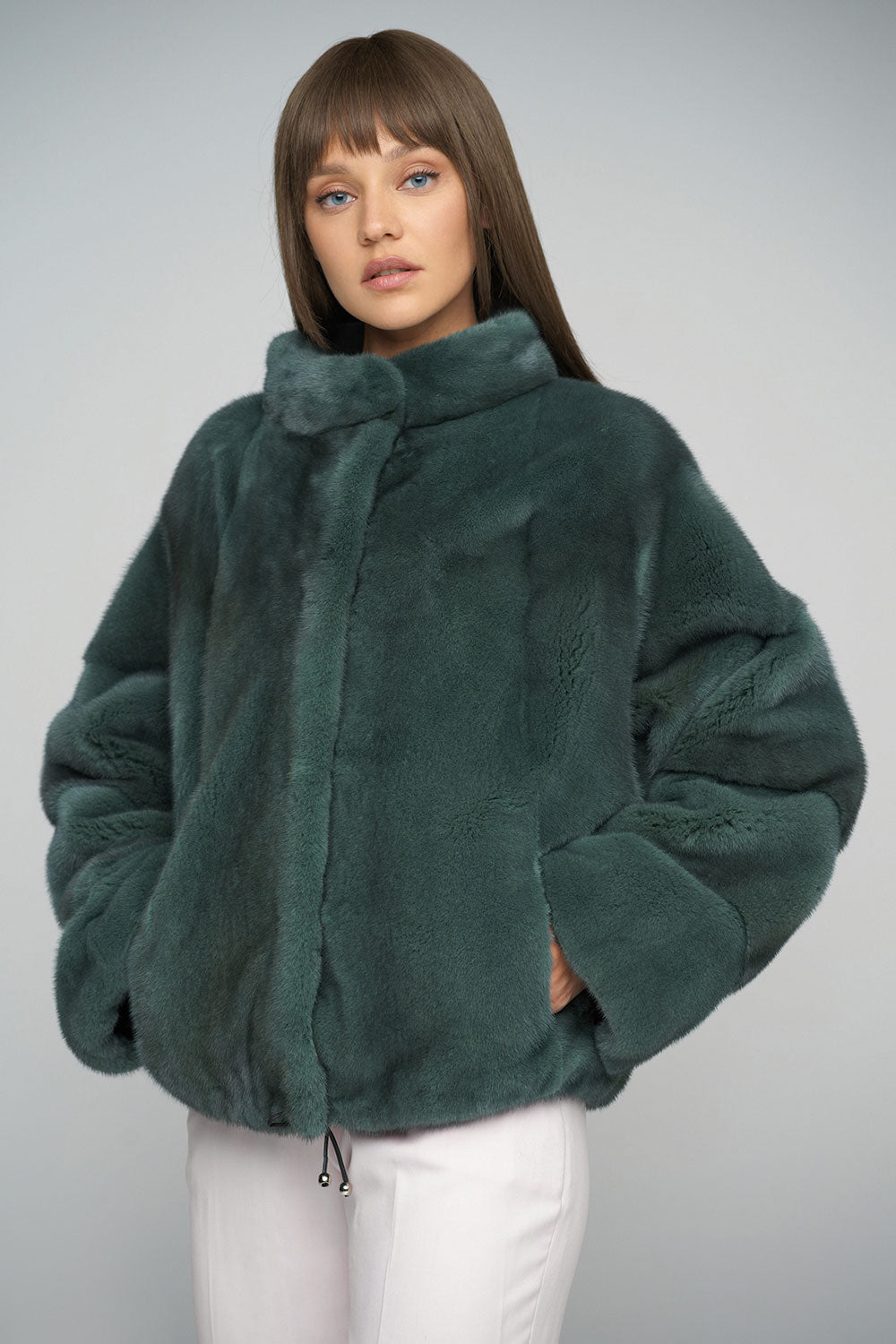 Olive Genuine Mink Fur Coat - Full Length