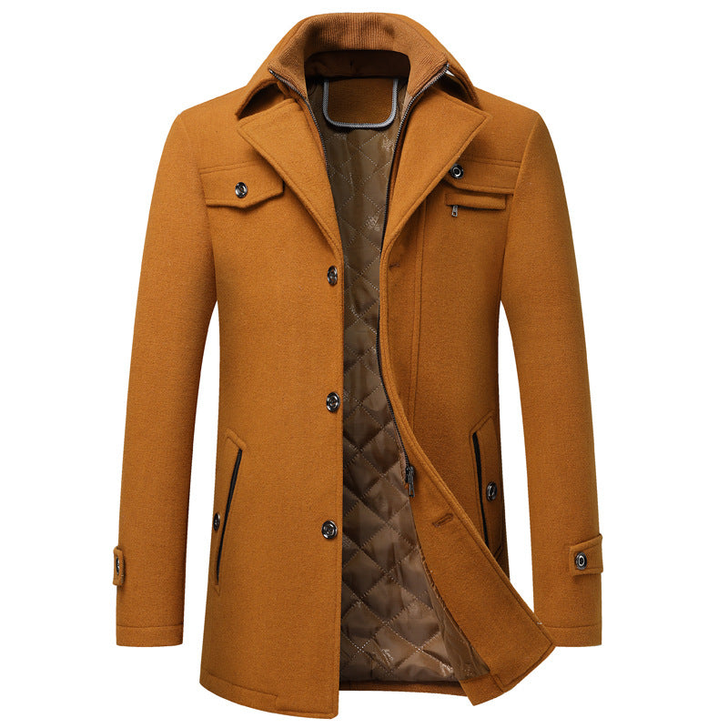 Brown coat with quilted lining on a white background