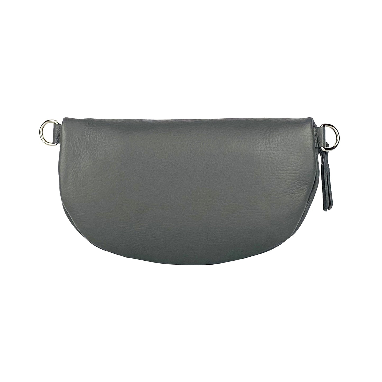 Gray half-moon bag on a white background