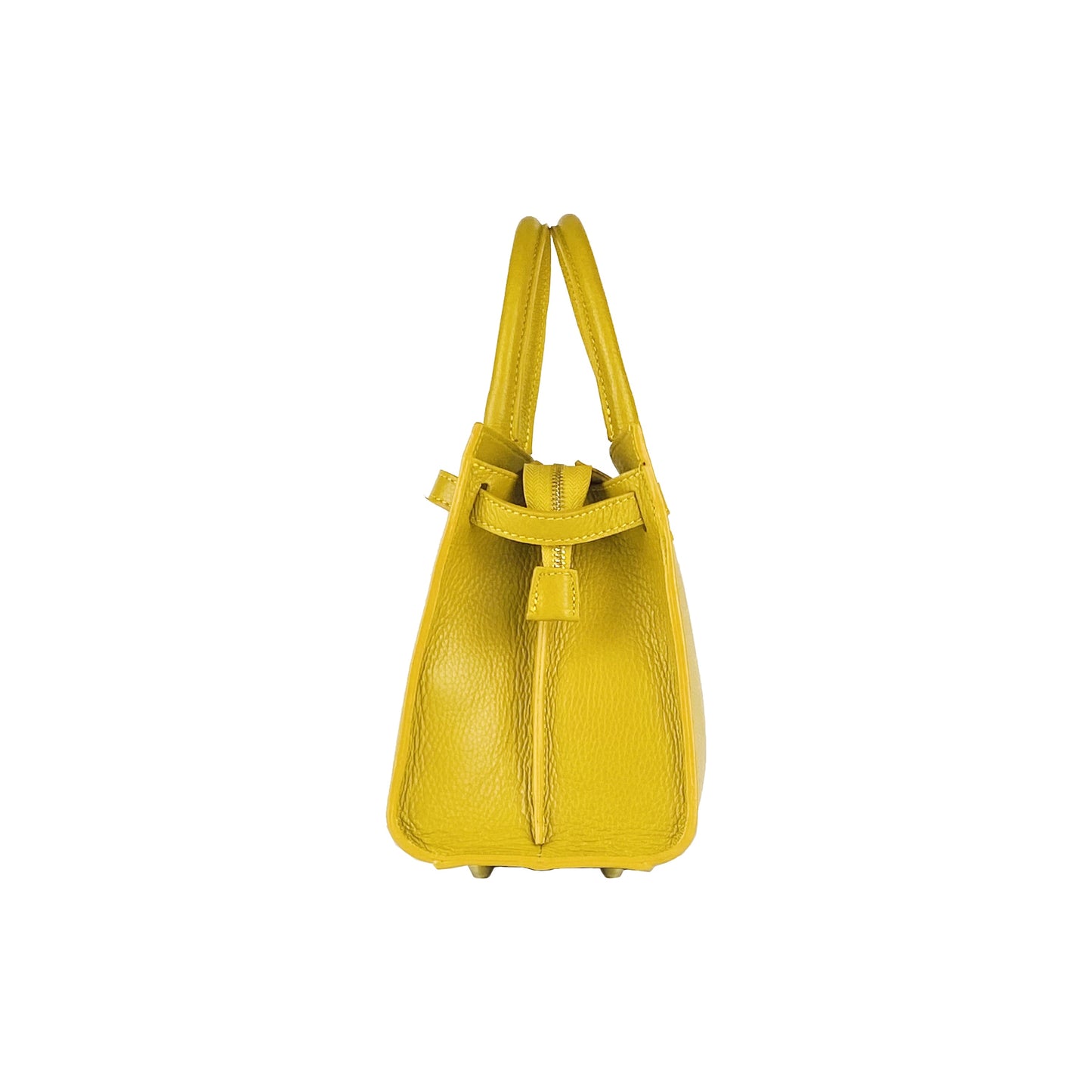 Yellow handbag with a bow on a white background