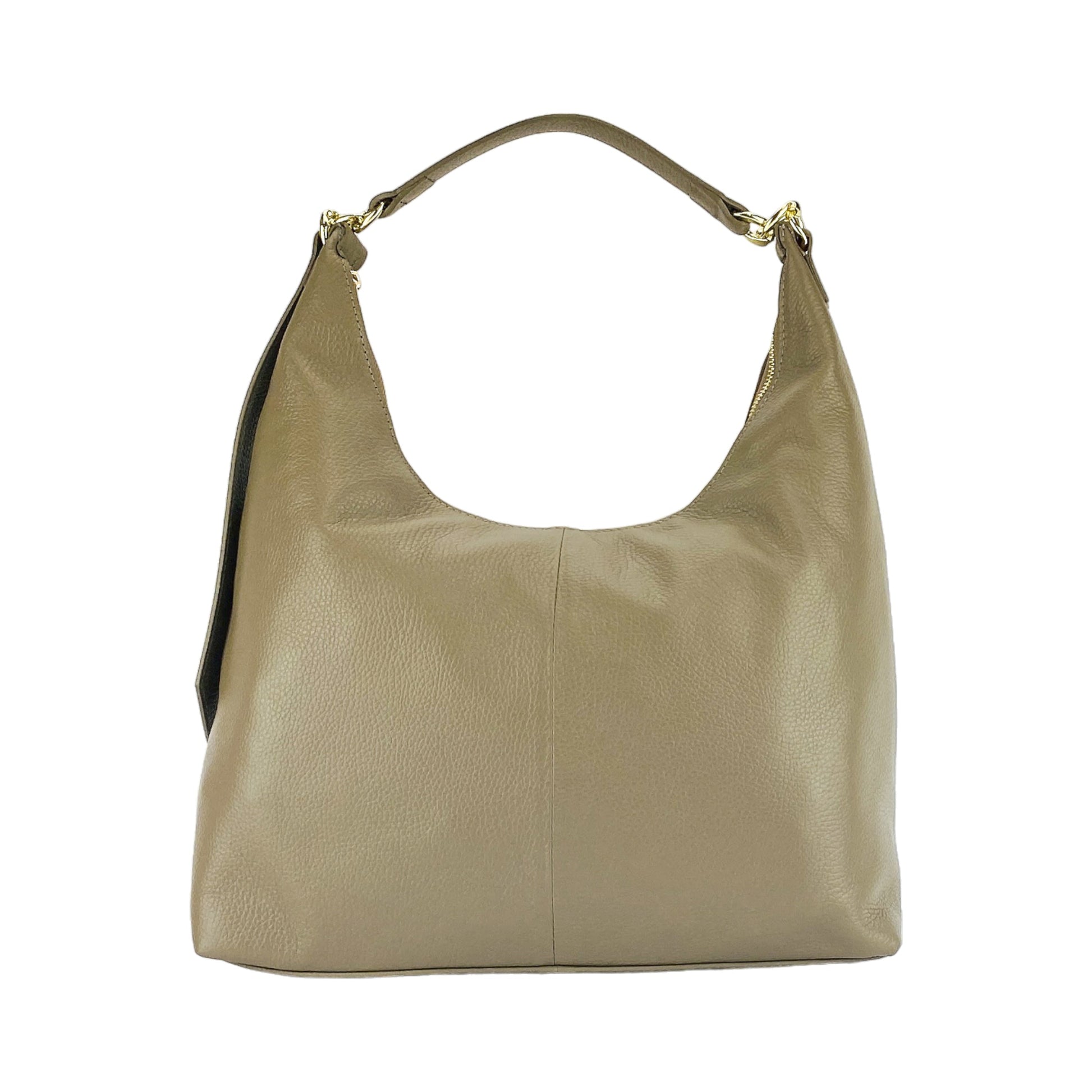 Beige handbag with a strap on a white background
