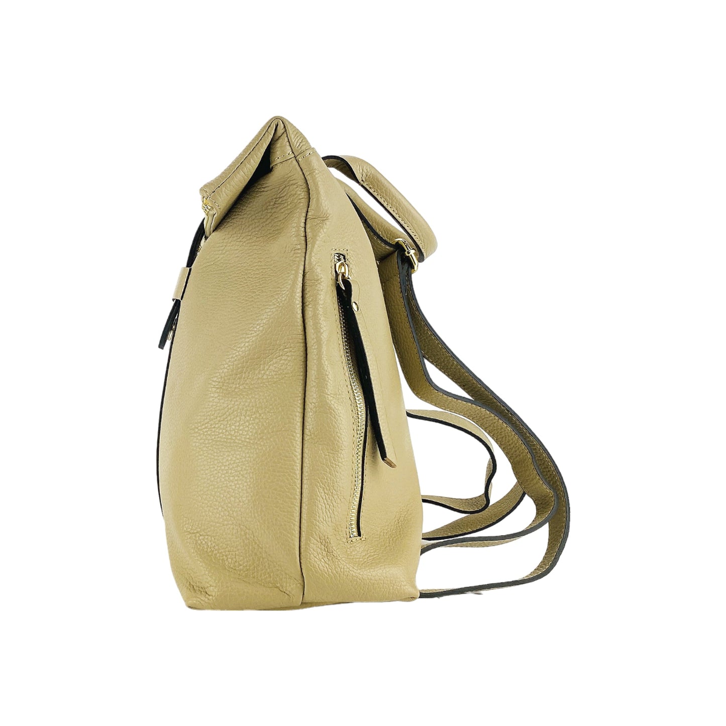 Beige backpack on a white background