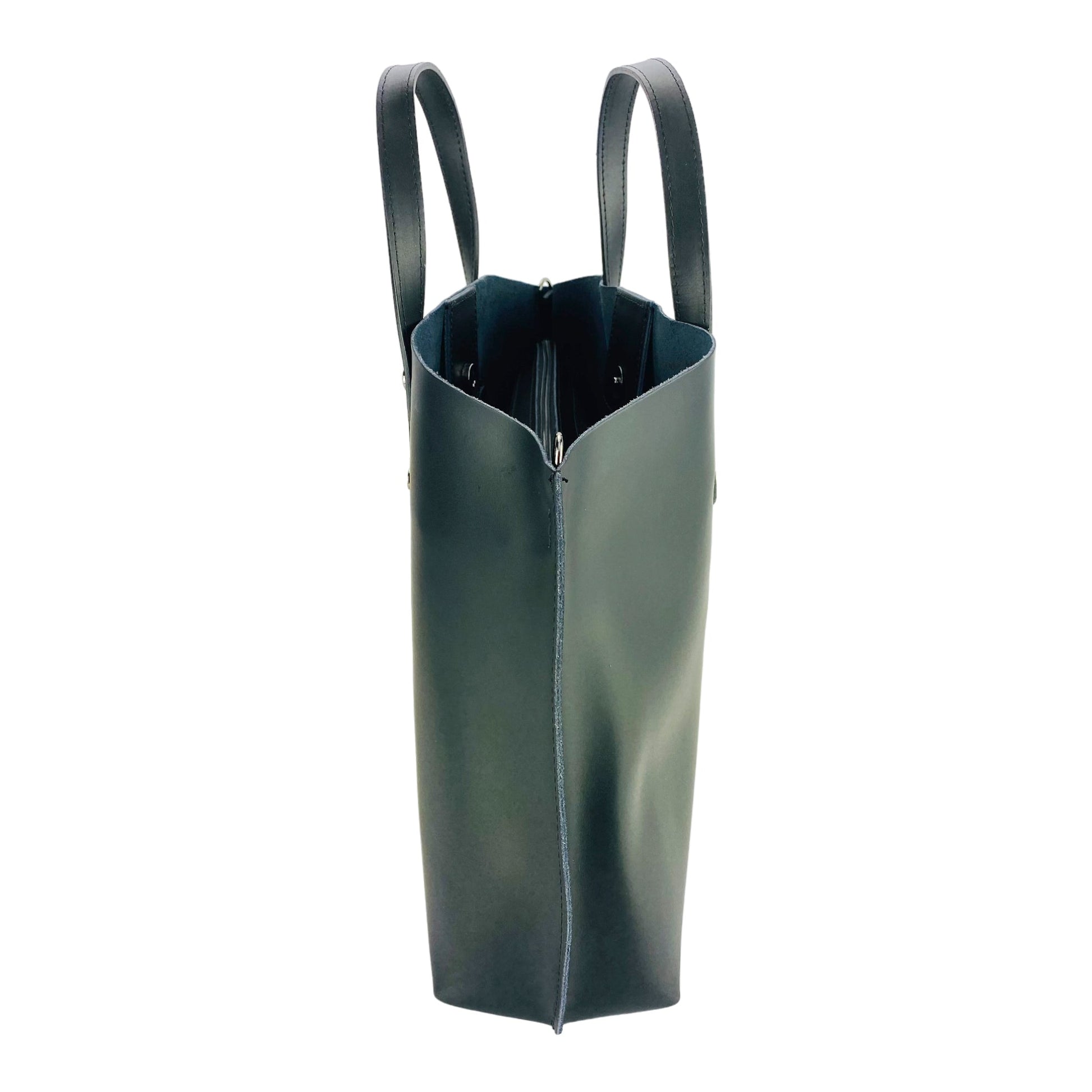 Dark grey handbag on a white background