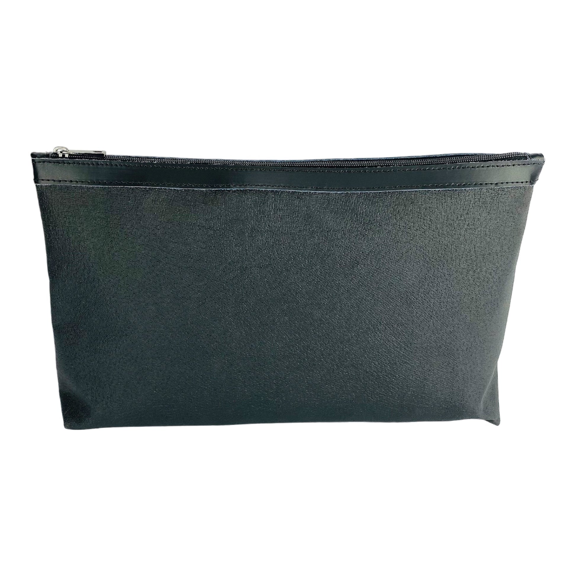 Black makeup bag on a white background