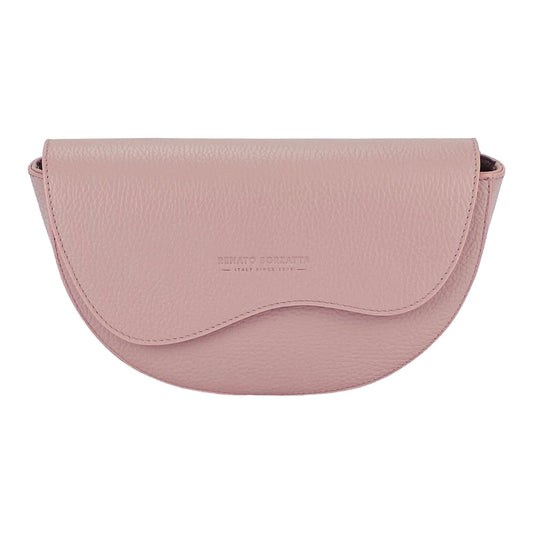 Pink half-moon bag on a white background