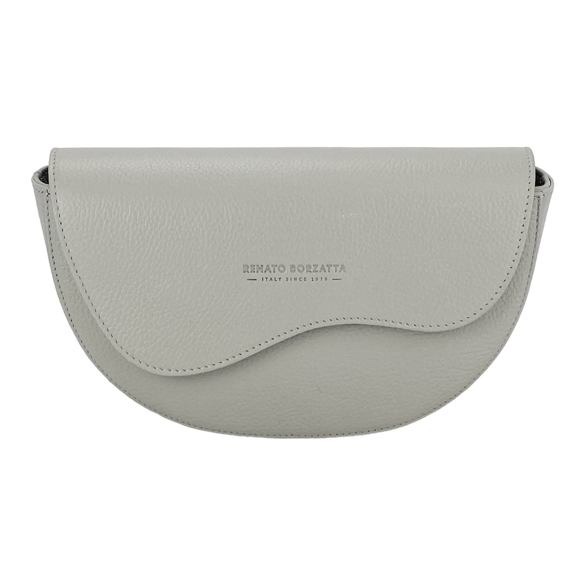 Light grey handbag on white background