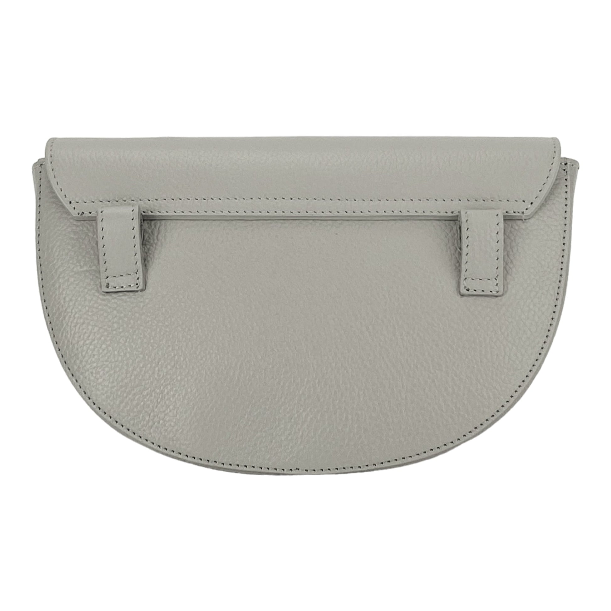 Gray half-moon handbag on a white background