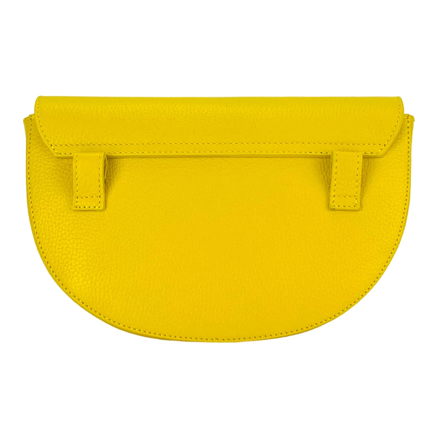 Yellow half-moon handbag on a white background