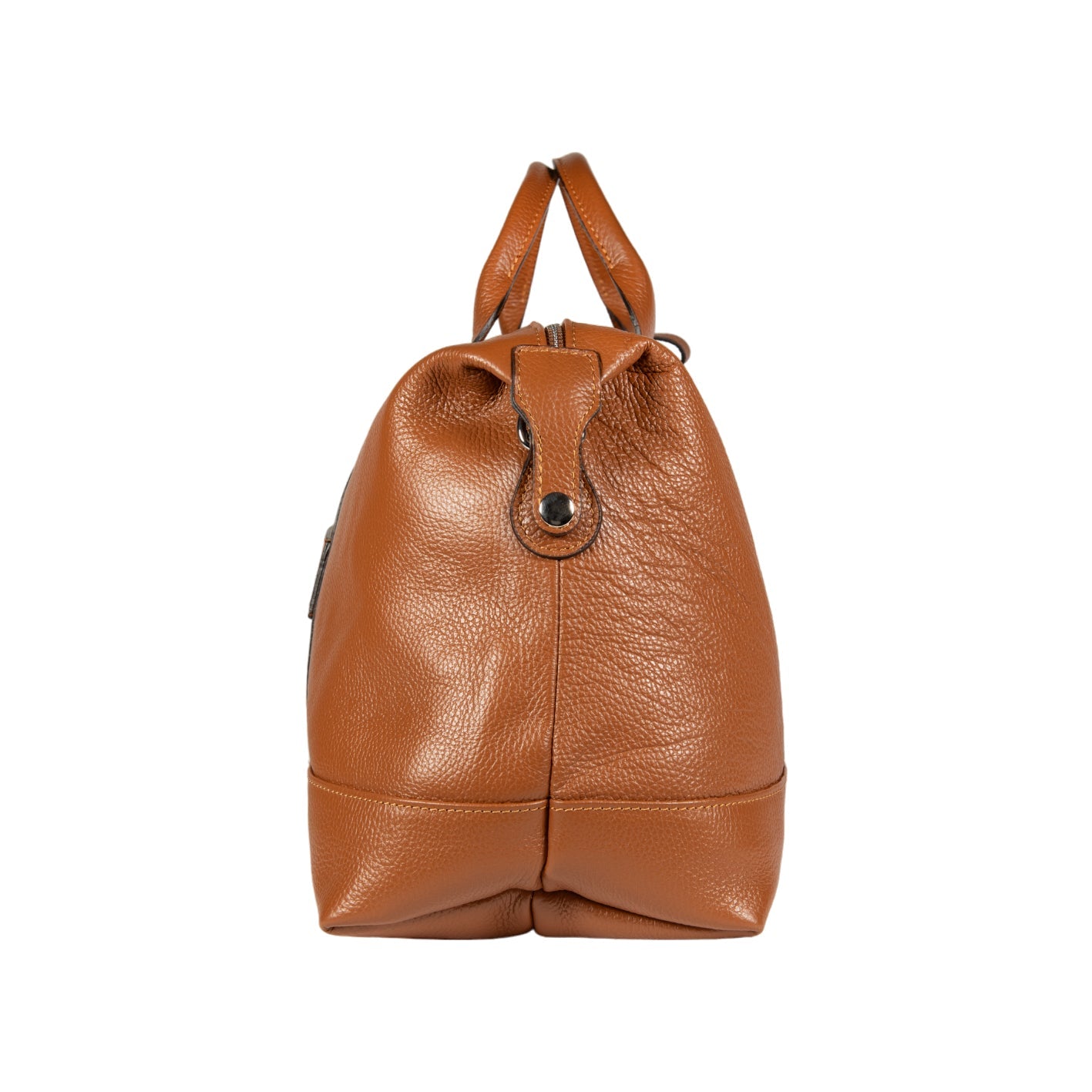 Brown leather backpack on a white background