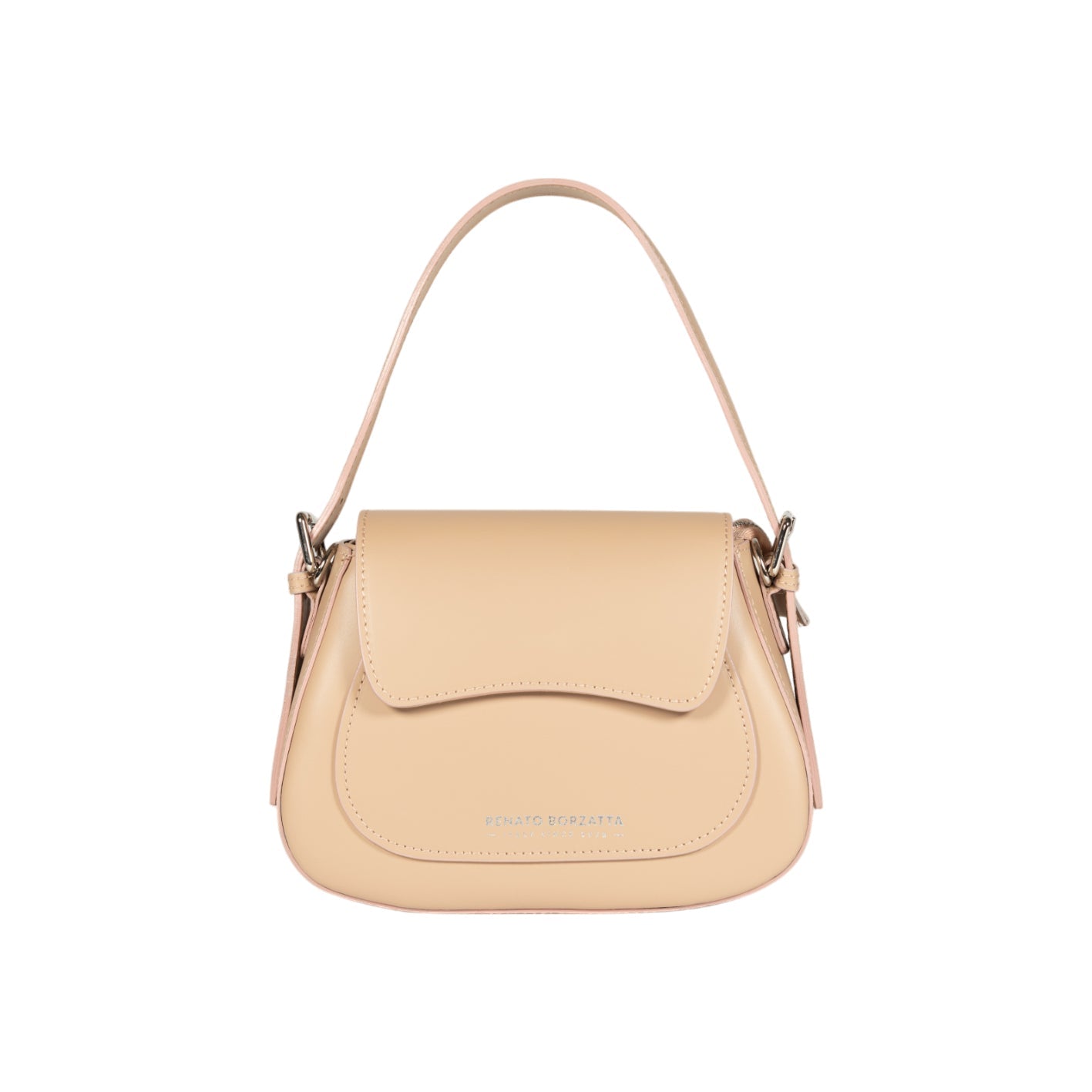 Beige handbag on a white background