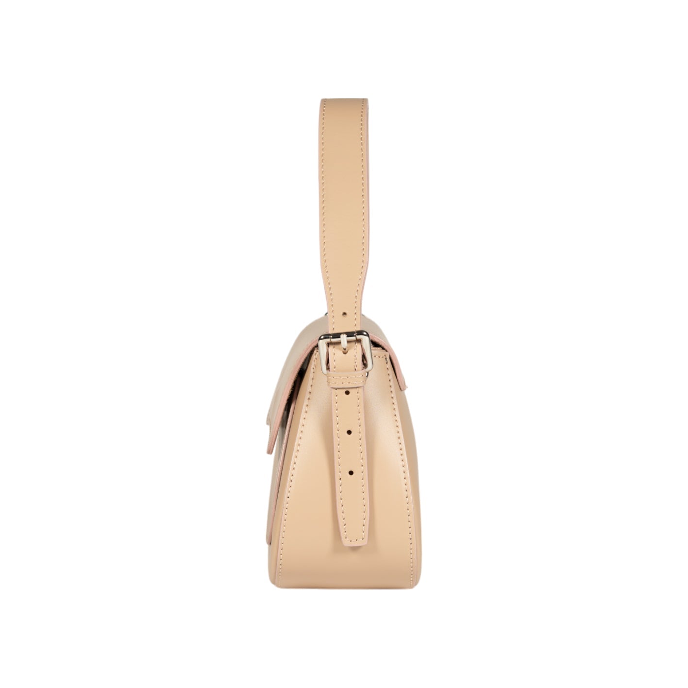 Beige handbag with a strap on a white background