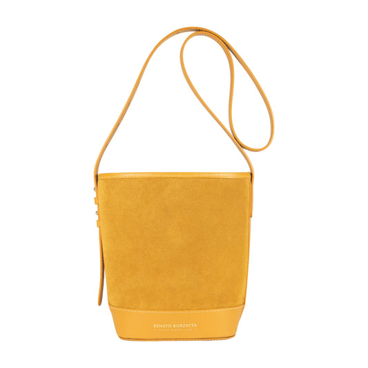 Yellow shoulder bag on a white background