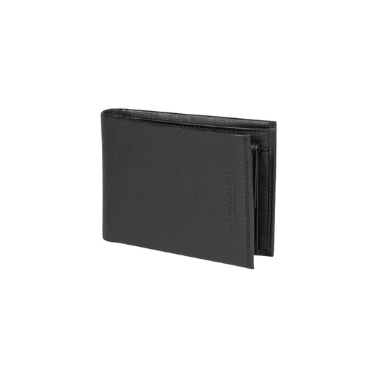 Black leather wallet on a white background
