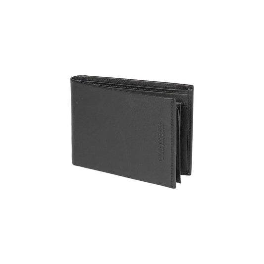 Black leather wallet on a white background