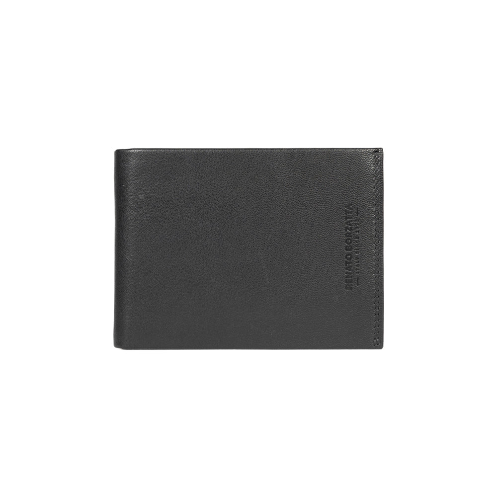 Black leather wallet on a white background