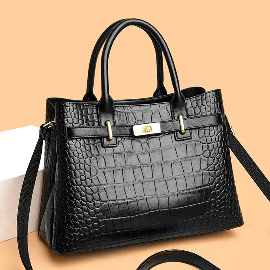 Women's Crocodile Pattern Shoulder Tote Bag