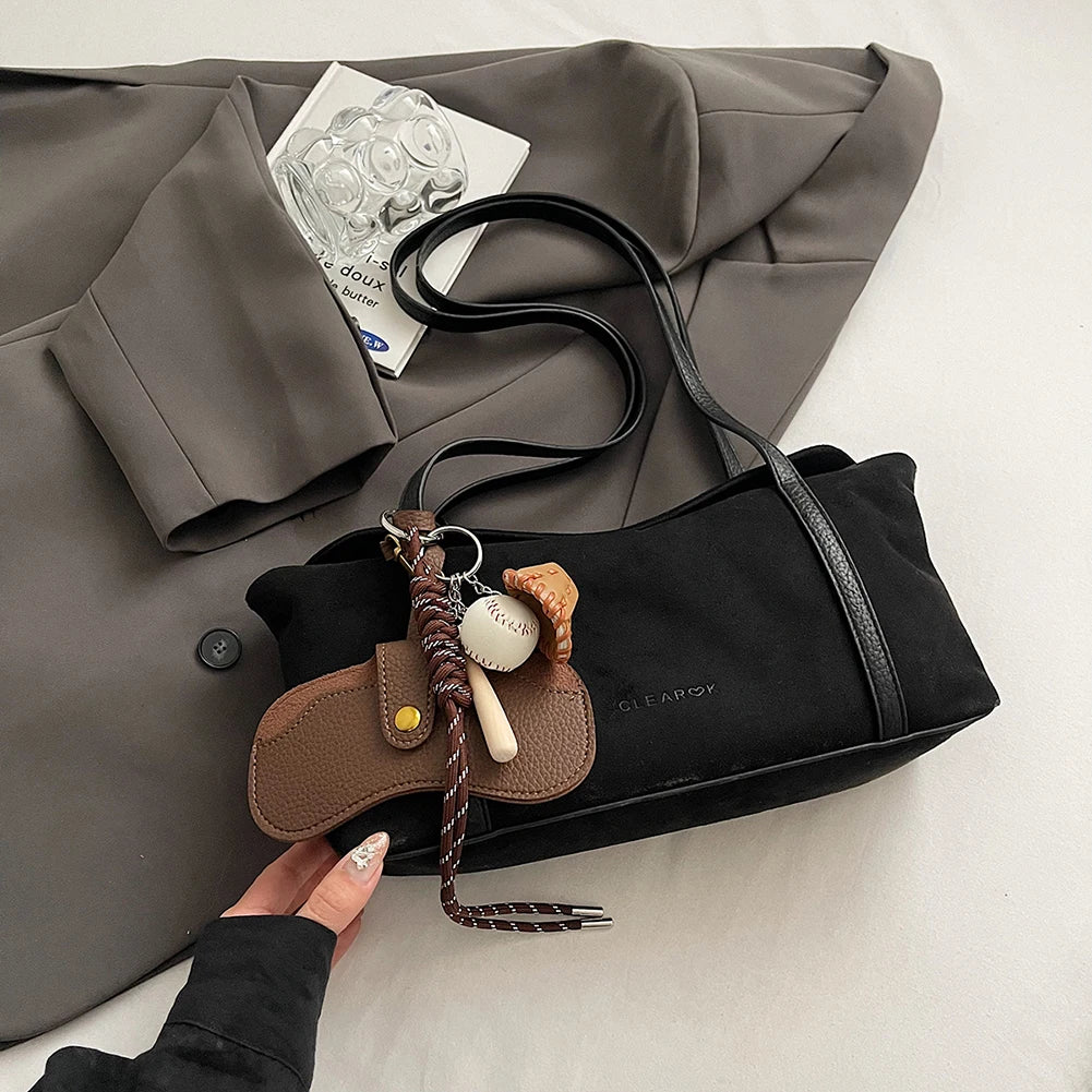 Women's Vintage Suede Shoulder Bag with Handle