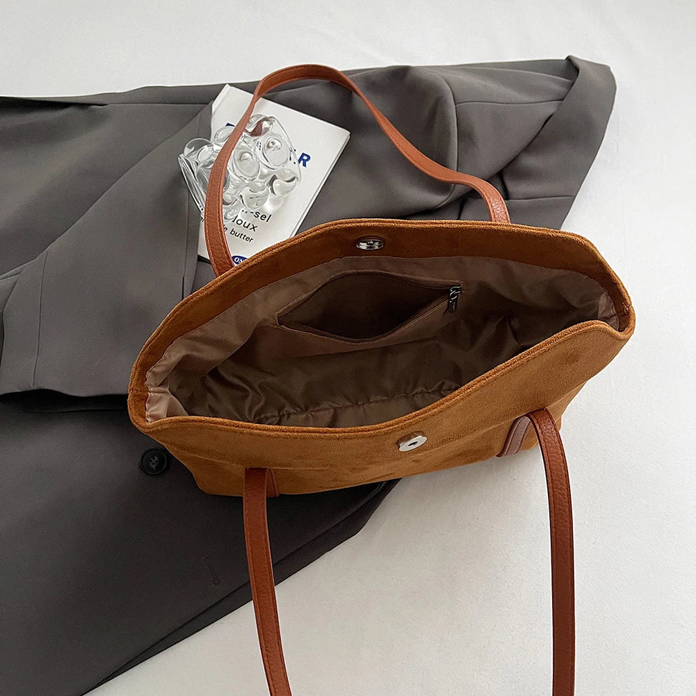 Women's Vintage Suede Shoulder Bag with Handle