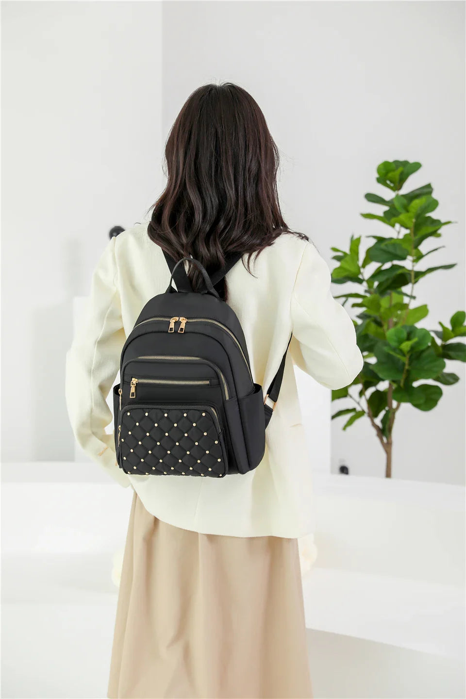 Women's Nylon Travel Backpack School Shoulder Bag