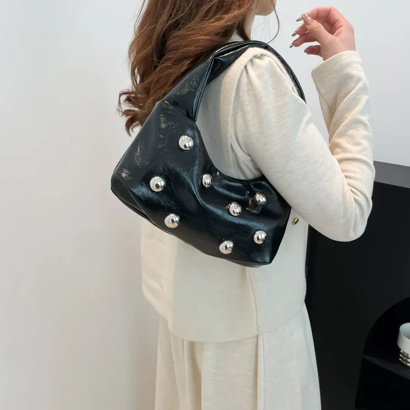 Women's Vintage Studded Shoulder Bag