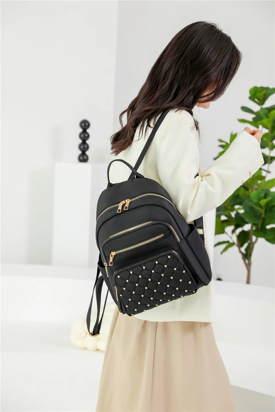 Women's Nylon Travel Backpack School Shoulder Bag