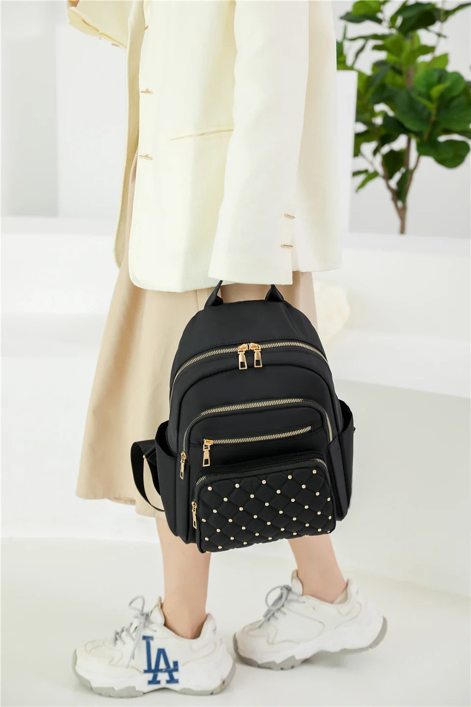 Women's Nylon Travel Backpack School Shoulder Bag