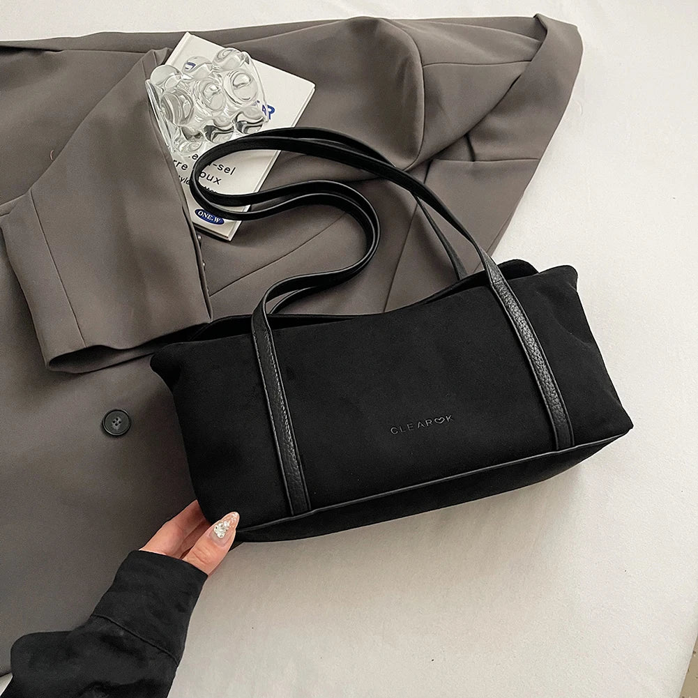 Women's Vintage Suede Shoulder Bag with Handle