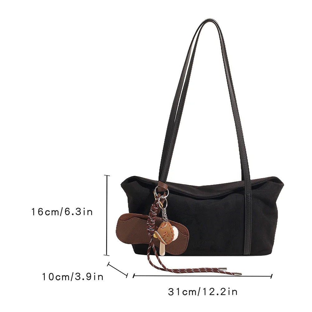 Women's Vintage Suede Shoulder Bag with Handle