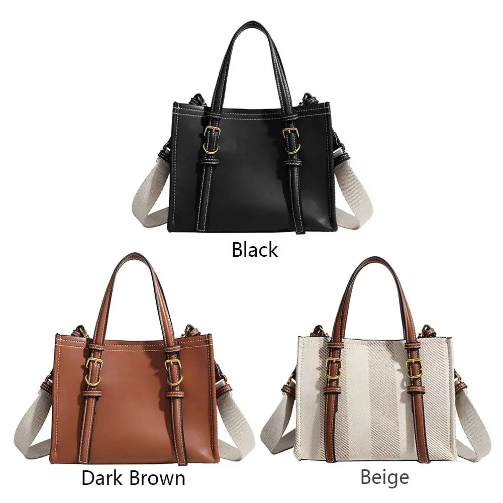 Women's Retro PU Leather Tote Bag with Handle