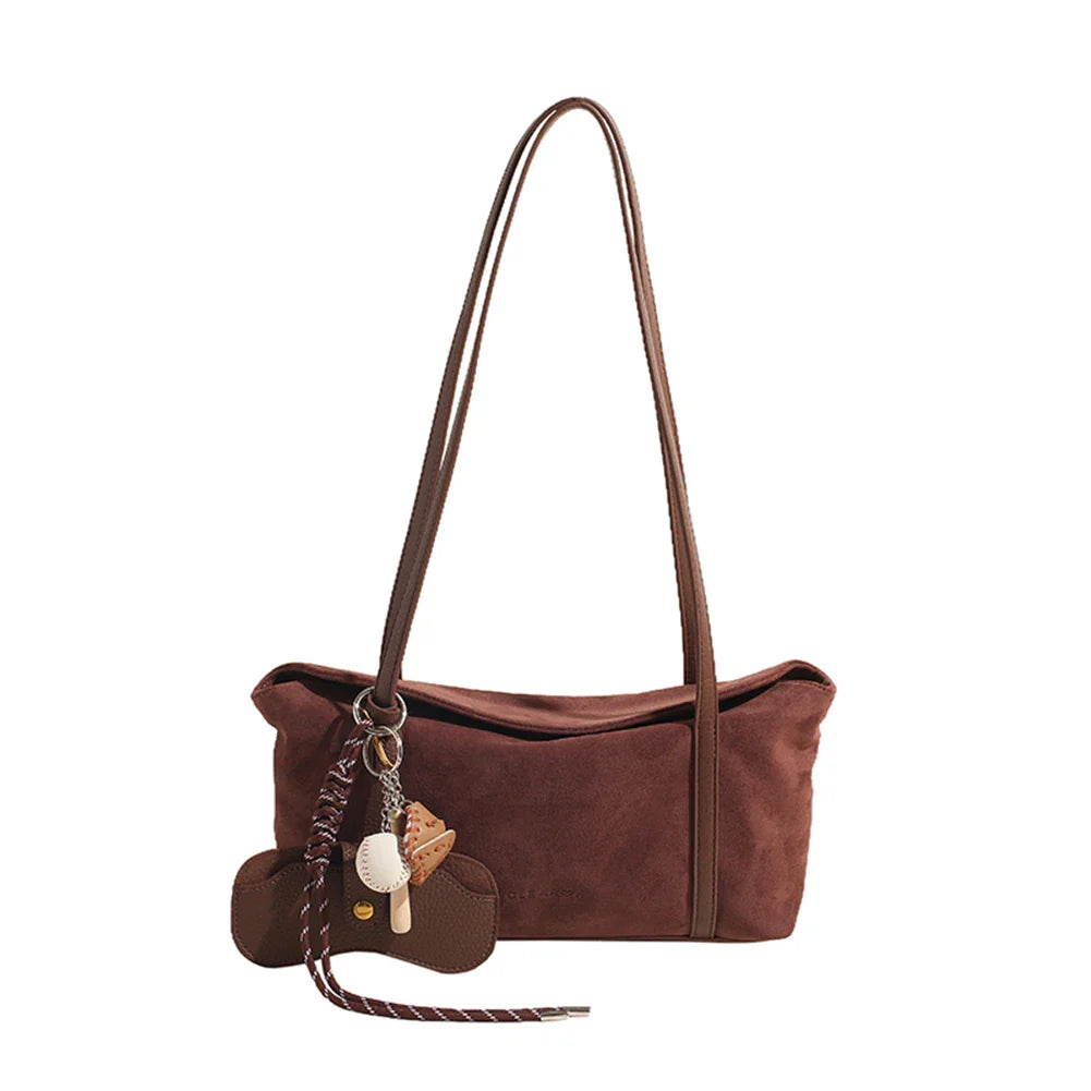Women's Vintage Suede Shoulder Bag with Handle